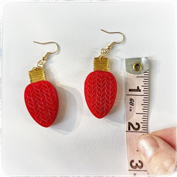 Acrylic earrings handmade. Christmas lights - Picture 2 of 3